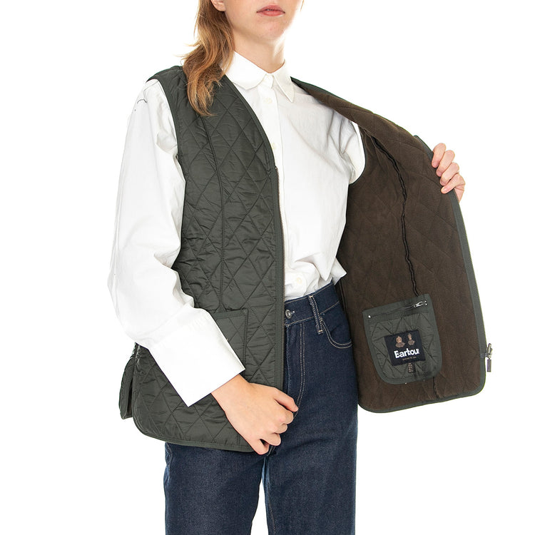 Lady Fleece Betty Dark Olive - Giacca Smanicata Invernale Donna Marrone FW22-LLI0003-OL71 . BARBOUR 