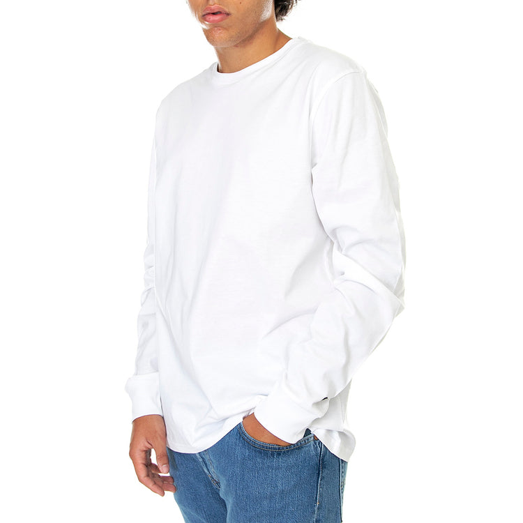 L/S Base T-Shirt White / Black - Maglietta Girocollo Maniche Lunghe Uomo Bianca I026265-00AXX . CARHARTT WIP 