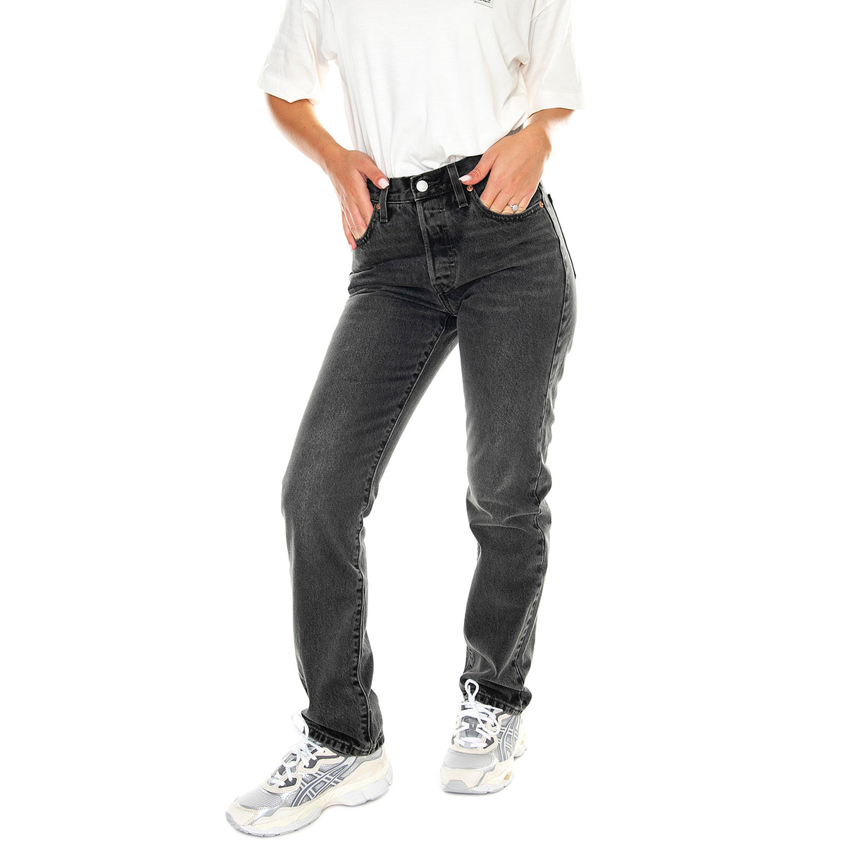 501 Jeans For Women Take A Hint Black - Pantaloni Denim Jeans Donna Grigi 12501-0452 . LEVIS 