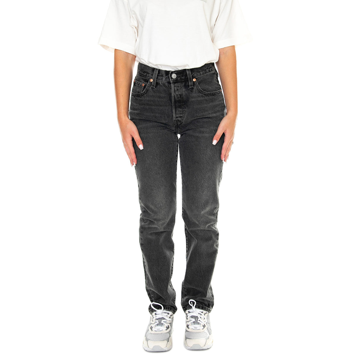 501 Jeans For Women Take A Hint Black - Pantaloni Denim Jeans Donna Grigi 12501-0452 . LEVIS 