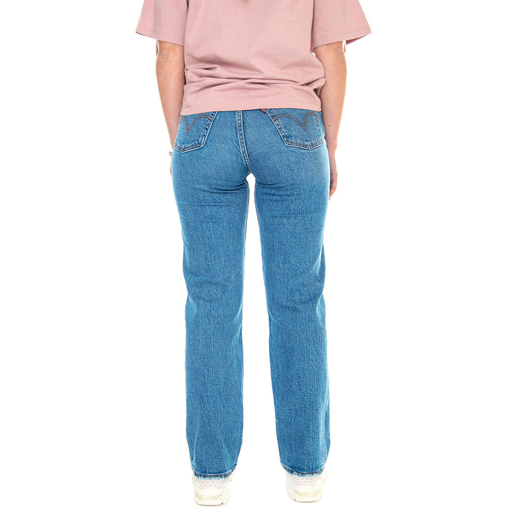 Ribcage Straight Ankle Dance Around Med Indigo Worn In - Pantaloni Denim Jeans Donna Blu 72693-0177 . LEVIS 