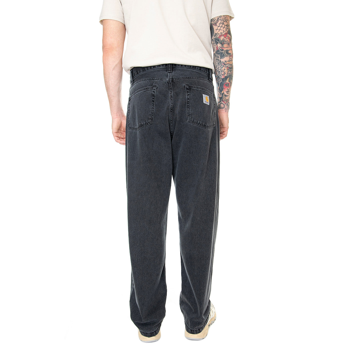 LANDON PANT BLACK HEAVY STONE WASH - Pantaloni Denim Jeans Uomo Neri - Lavaggio Strong I030468-8960 . CARHARTT WIP 