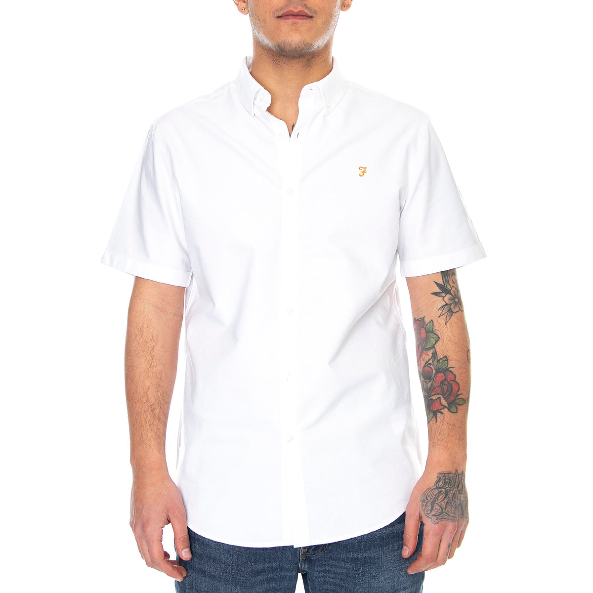 Mens Brewer Short-Sleeve Shirt - White - Camicia Maniche Corte Uomo Bianca F4WSB061-104 . FARAH 