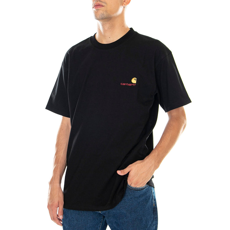 M' S/S American Script T-Shirt Black / Gold - Maglietta Girocollo Uomo Nera I029956.89.XX.03 . CARHARTT WIP 