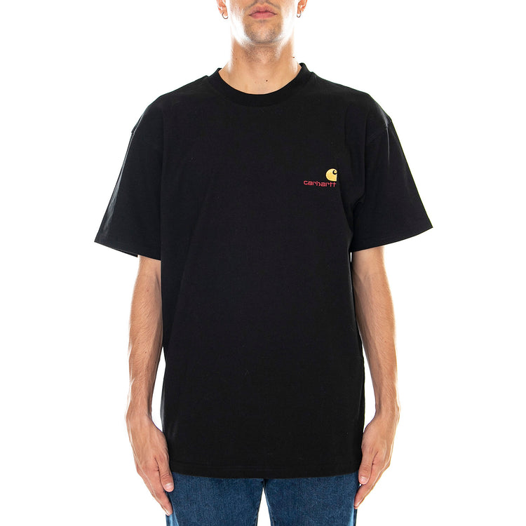 M' S/S American Script T-Shirt Black / Gold - Maglietta Girocollo Uomo Nera I029956.89.XX.03 . CARHARTT WIP 