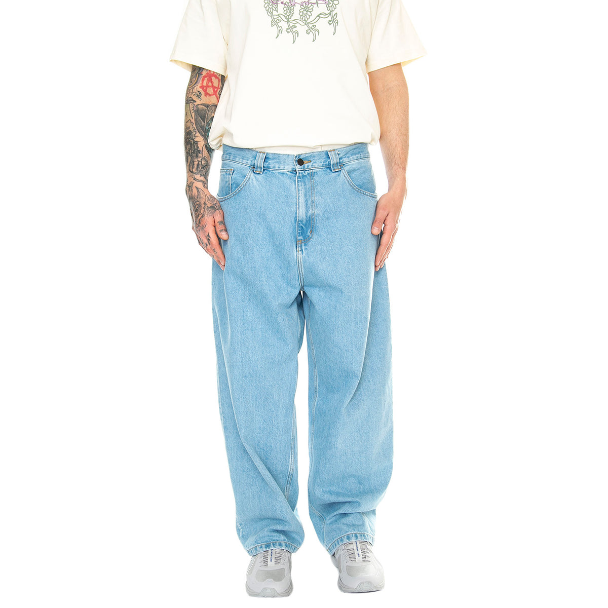 Brandon Pant Blue /heavy stone bleached - Pantaloni Denim Jeans Uomo Blu I031246.01A3 . CARHARTT WIP 
