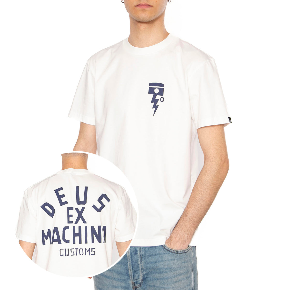 Pisstin Tee Vintage White - Maglietta Girocollo Uomo Bianca DMF241747B . DEUS EX MACHINA 