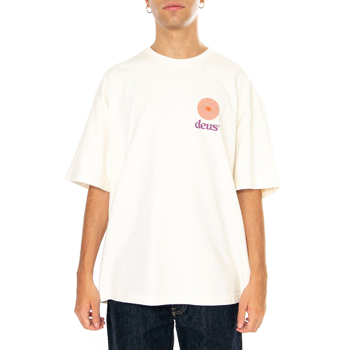 Strata Tee Vintage White - Maglietta Girocollo Uomo Beige DMF241762 . DEUS EX MACHINA 