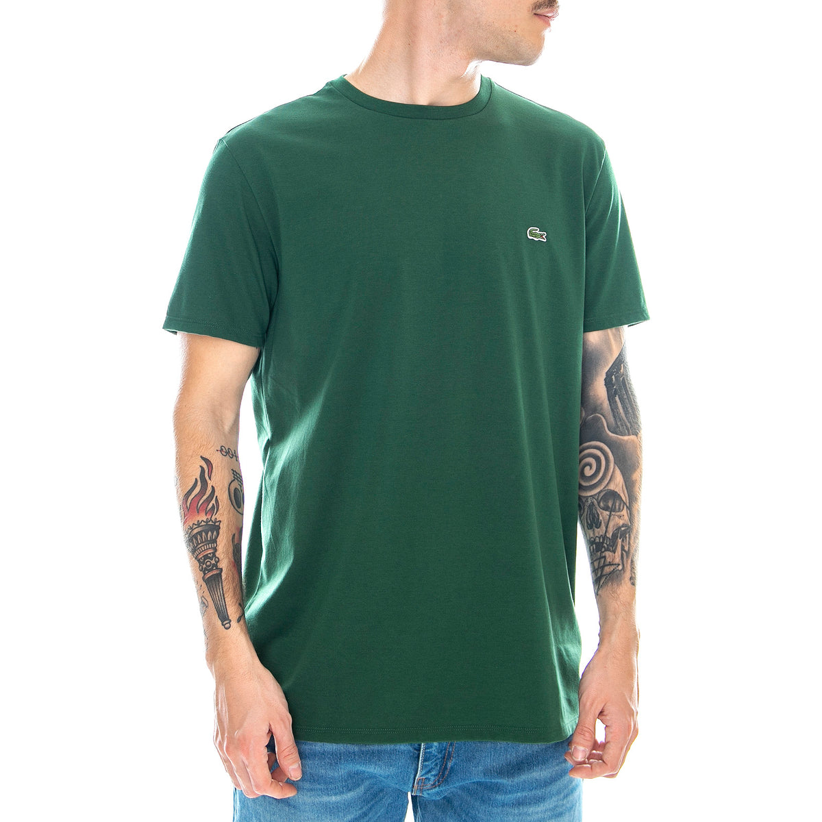 Logo 132 Tee - Green - Maglietta Girocollo Uomo Verde TH6709-132 . LACOSTE 