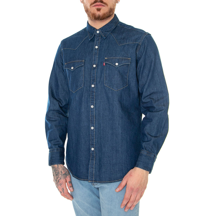 Barstow Western Standard Lower Haight Med Indigo Flat Finish - Camicia Denim Jeans Uomo Blu 85744-0041 . LEVIS 