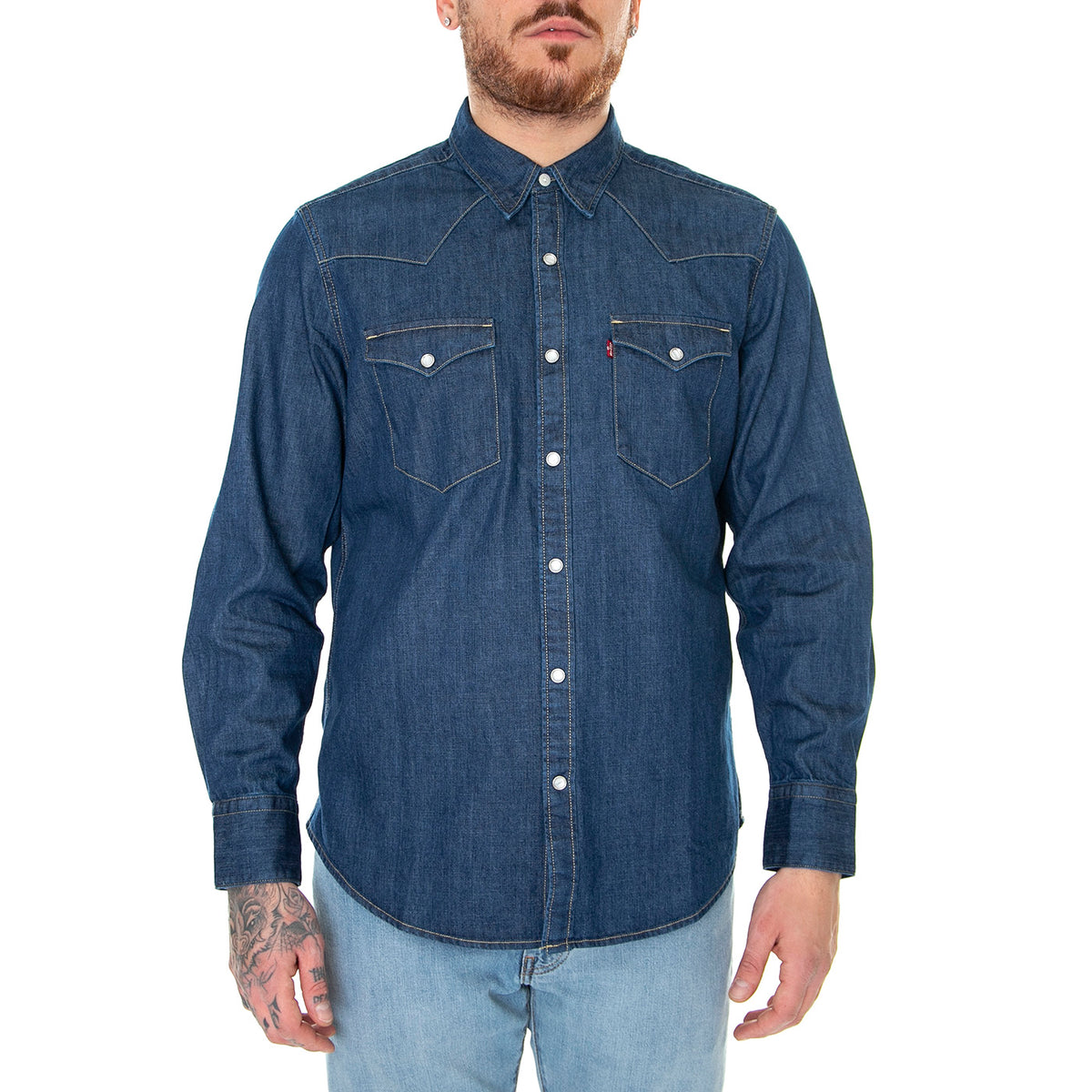 Barstow Western Standard Lower Haight Med Indigo Flat Finish - Camicia Denim Jeans Uomo Blu 85744-0041 . LEVIS 