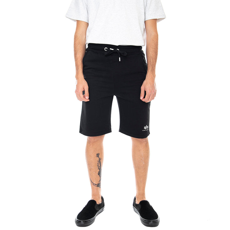 Mens Basic Small Logo Shorts - Black - Bermuda Uomo Neri 116363-03 . ALPHA INDUSTRIES 
