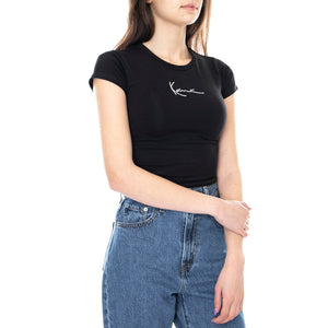 Small Signature T-Shirt - Black - Maglietta Girocollo Donna Nera KRCKKWQ22002BLK . KARL KANI 