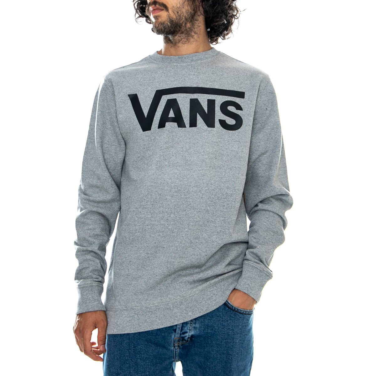 Mn Classic Crew - Cement Grey / Black - Felpa Girocollo Uomo Grigia VN0A456AADY1 . VANS 