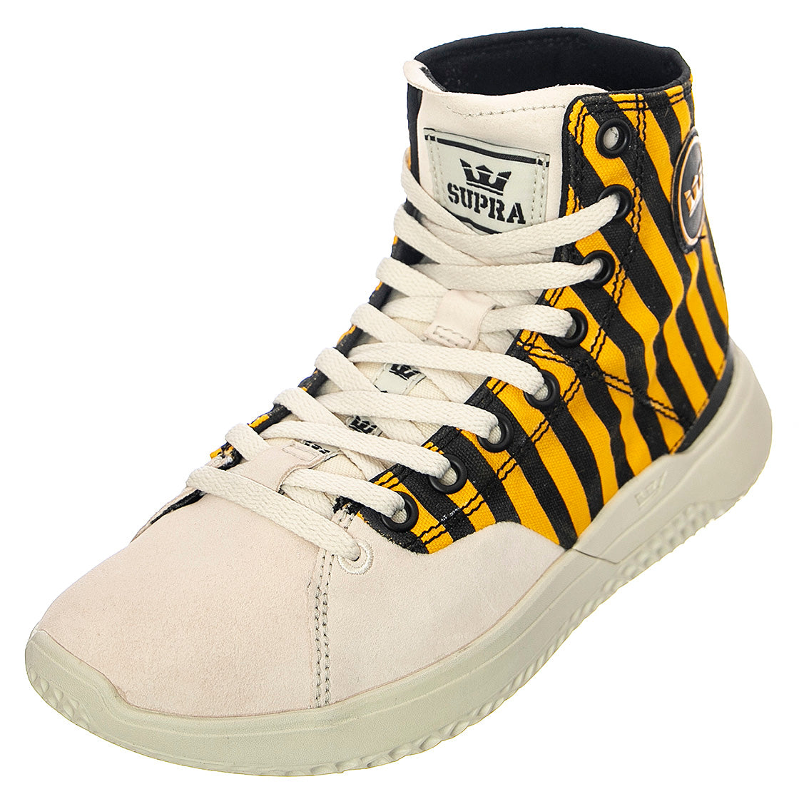 Statik - Scarpe Stringate Profilo Alto Uomo Gialle / Nere / Caution Stripe / Bone STATIK Caution Stripe-Bone . SUPRA 