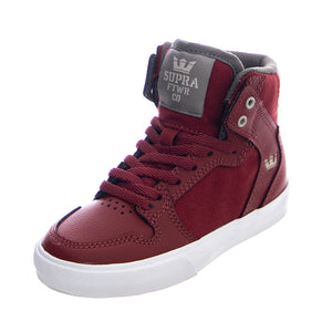 Kids Vaider Sneakers - Brick / White - Scarpe Stringate Profilo Alto Bambino Rosse / Bianche 58201-655-M . SUPRA 