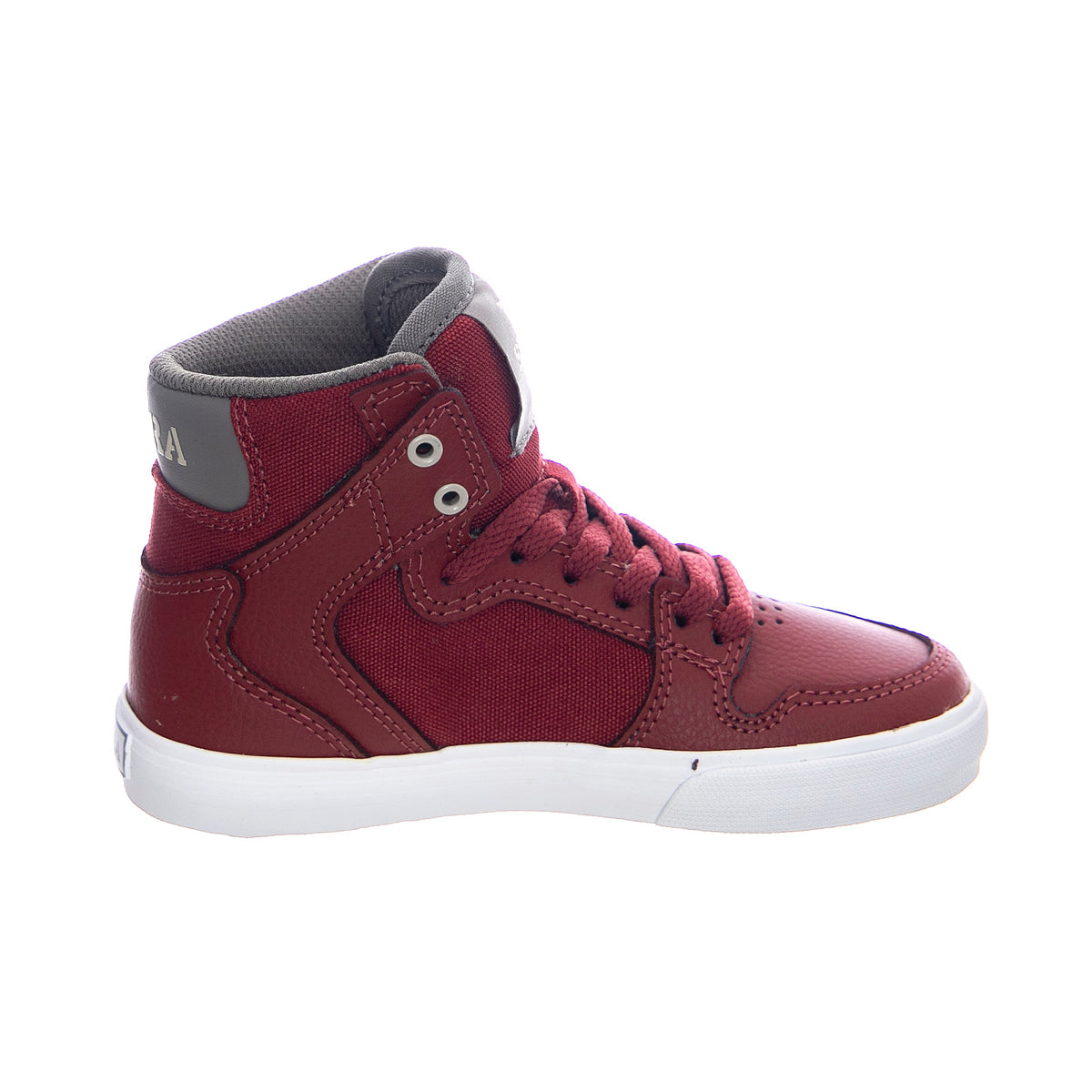 Kids Vaider Sneakers - Brick / White - Scarpe Stringate Profilo Alto Bambino Rosse / Bianche 58201-655-M . SUPRA 