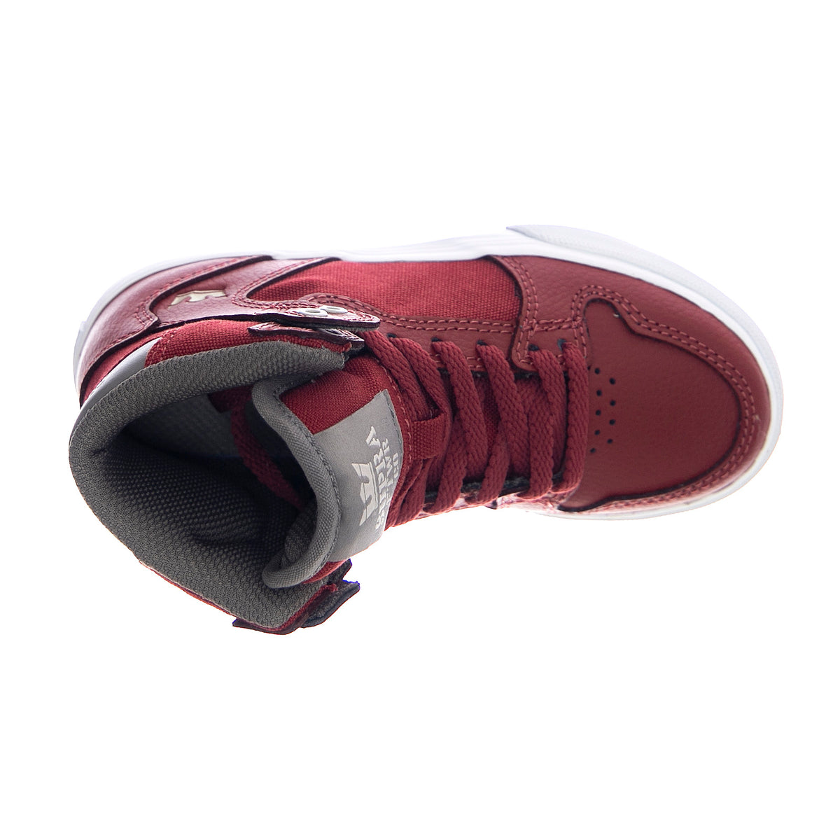 Kids Vaider Sneakers - Brick / White - Scarpe Stringate Profilo Alto Bambino Rosse / Bianche 58201-655-M . SUPRA 