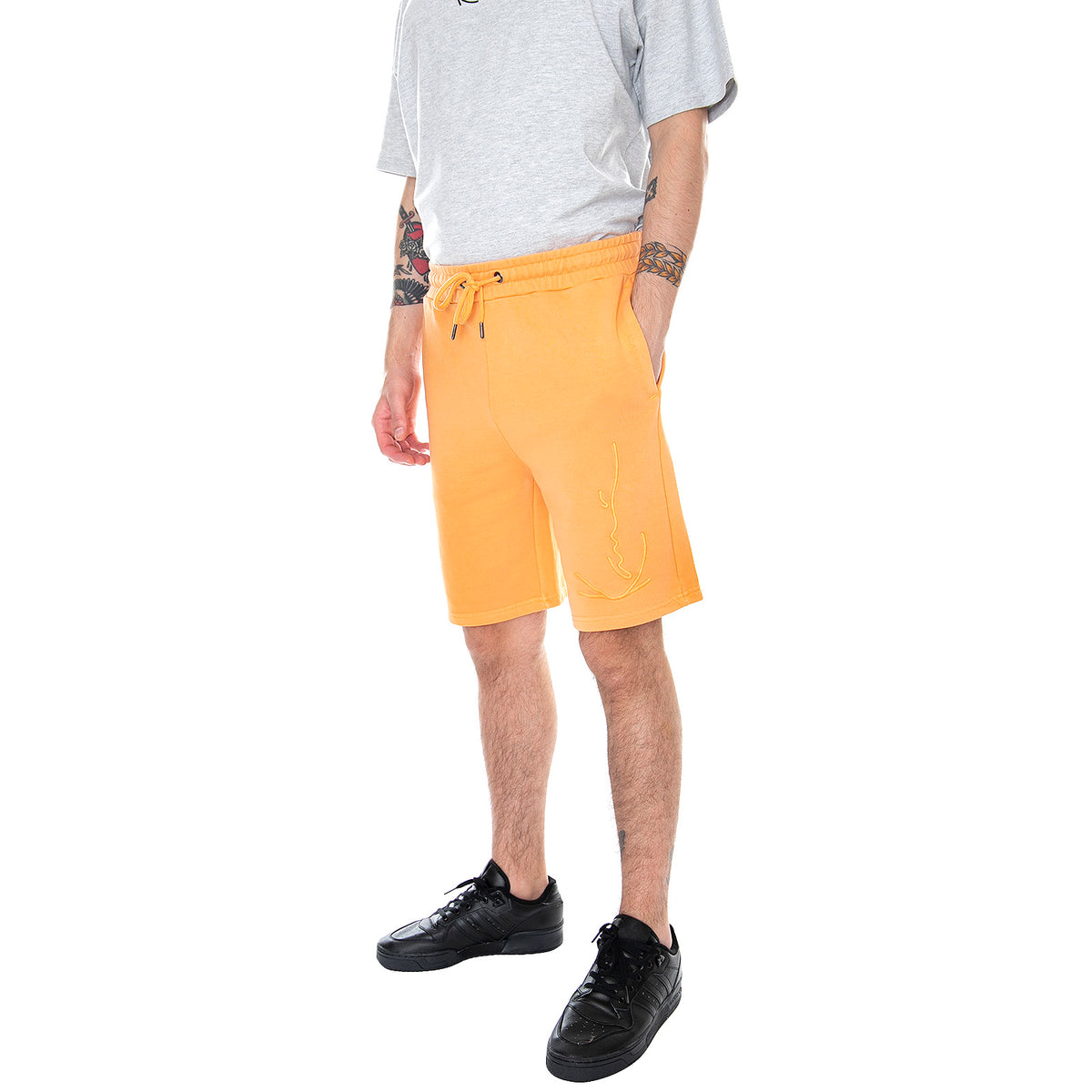 Washed Signature Shorts - Coral - Bermuda Uomo Arancioni KRCKKMQ22022CRL . KARL KANI 
