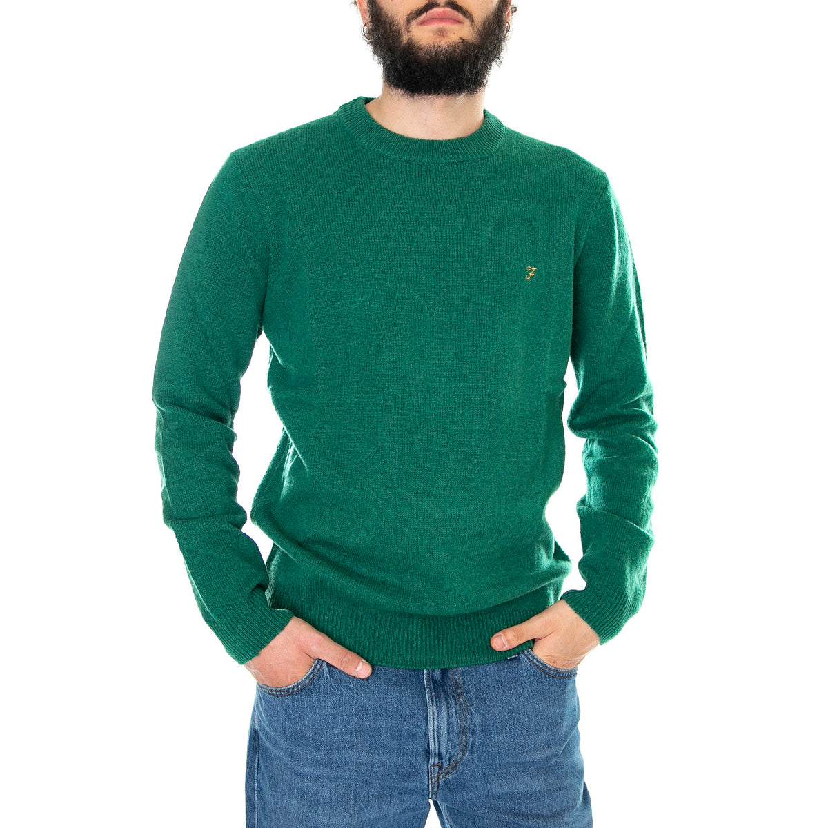 Birchall Crew Sweat Green Aloe - Maglione Girocollo Uomo Verde F4GFB042-316 . FARAH 