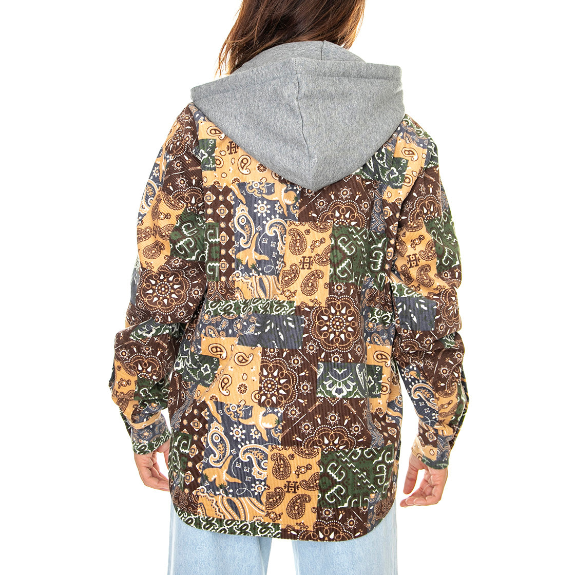 Patchwork Cord Hooded Jacket Brown - Giacca Invernale con Cappuccio Donna Multicolore WJK0028-BROWN . HUF 