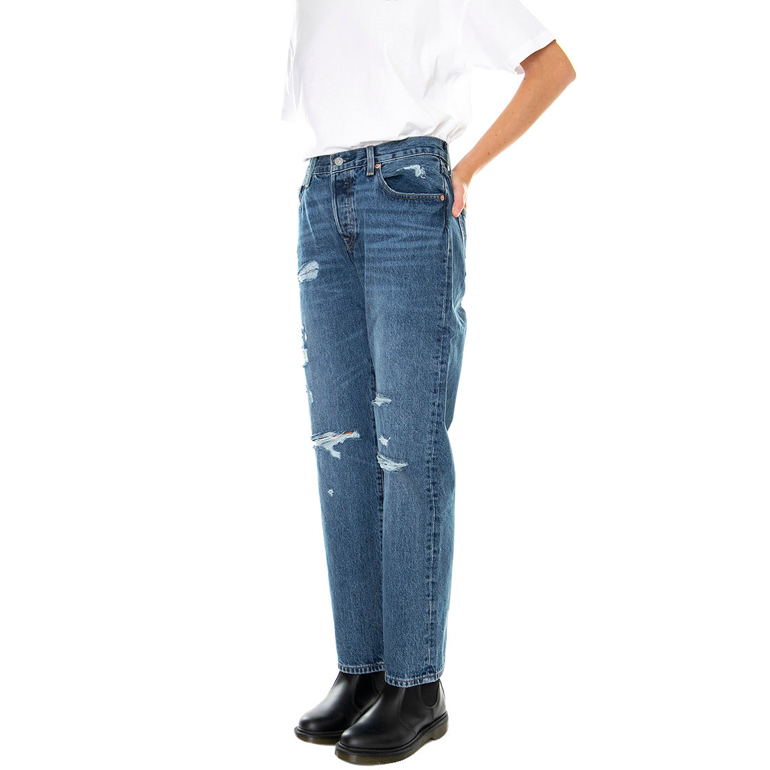 90'S 501 Z3269 Indigo Destructed - Pantaloni Denim Jeans Donna Blu A1959-0010 . LEVIS 