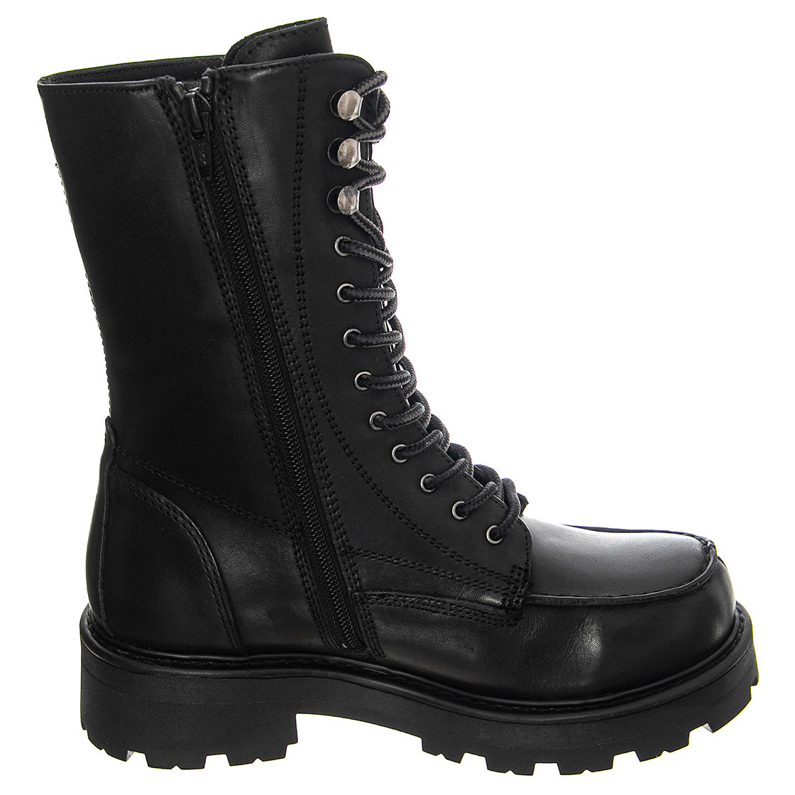 Cosmo 2.0 Cow Leather Black Boots Low Heel Chunky - Stivali Stringati Donna Neri VBS5455-101-20 . VAGABOND 