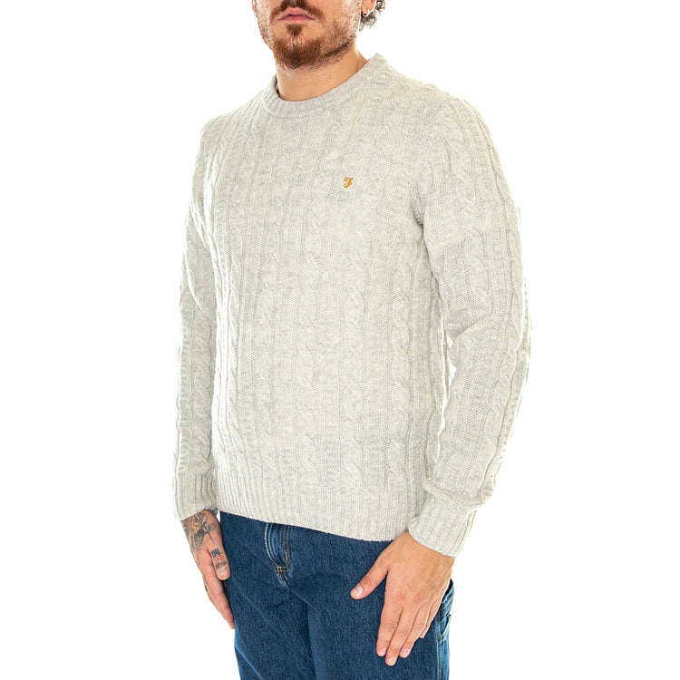 Tassoti Cable Crew Fog - Maglione Girocollo Uomo Grigio F4GFD002 . FARAH 