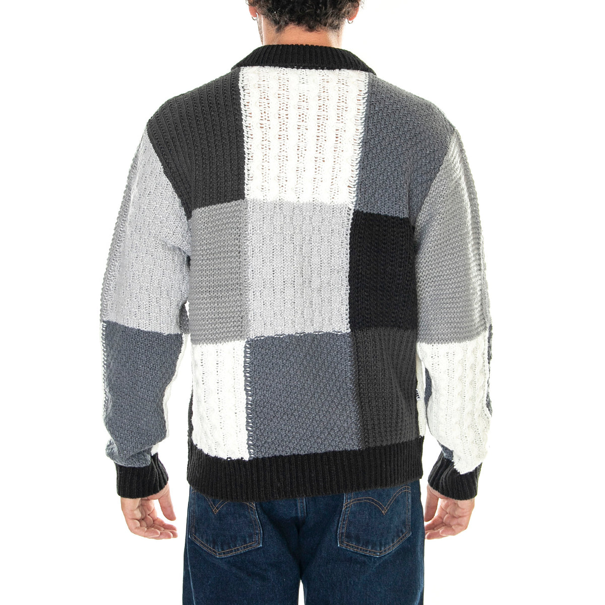 M' Oliver Patchwork Sweater Black / Multi - Maglione Uomo Nero / Multicolore 151000074-BKM . OBEY 