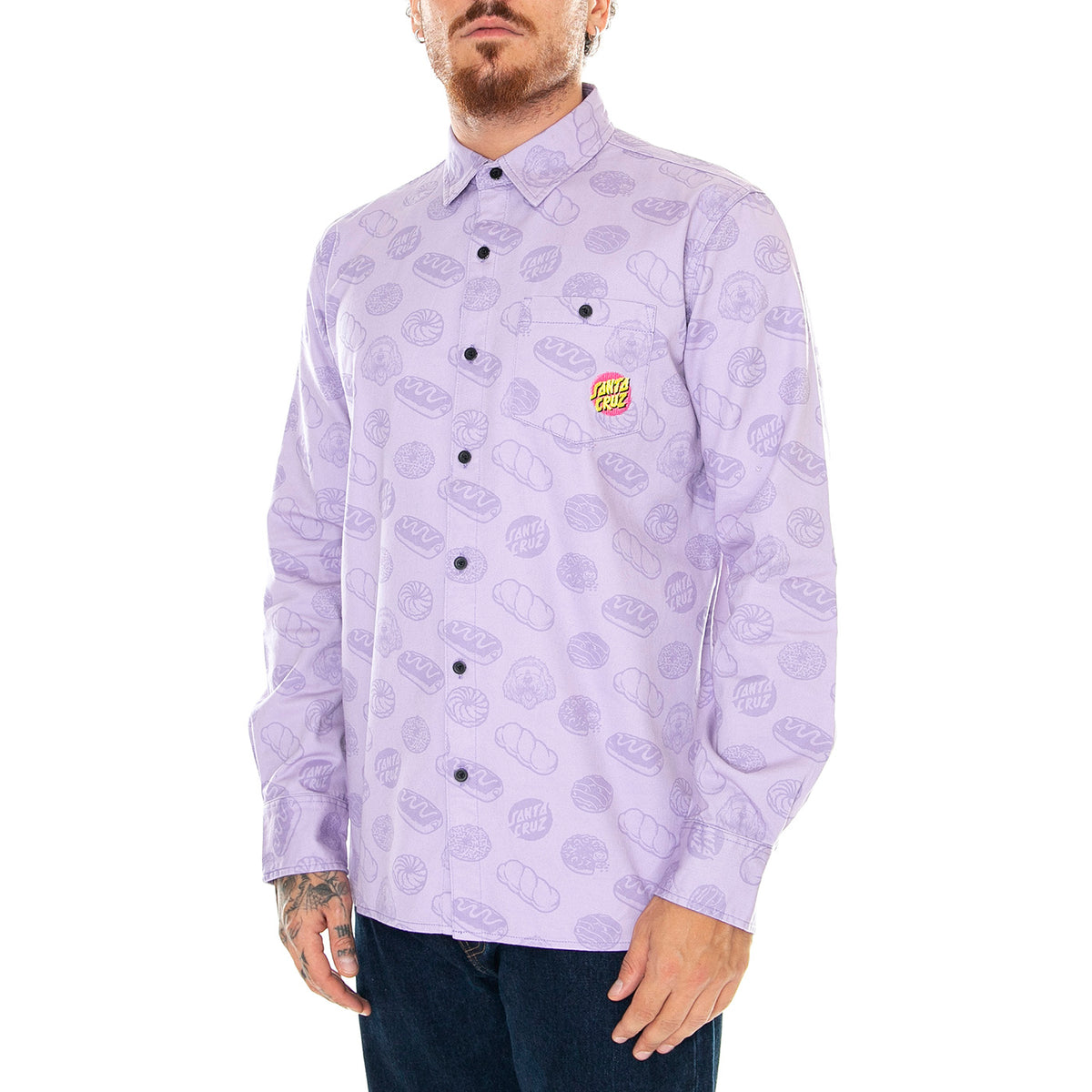 McCoy Donut Dog Shirt Digital Lavender - Camicia Uomo Viola McCoy Donut Dog Shirt DigitalL . SANTA CRUZ 