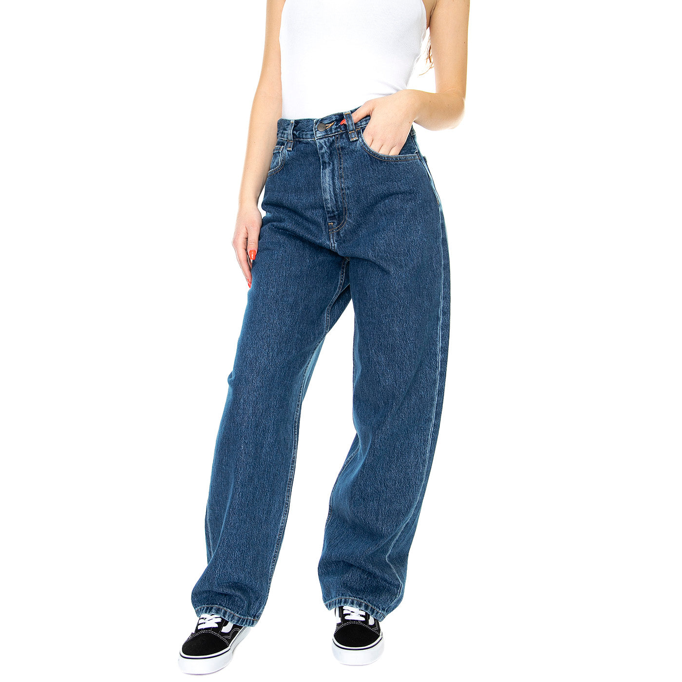 W' BRANDON PANT BLUE STONE WASHED - Pantaloni Denim Jeans Donna Blu I031918.0106 . CARHARTT WIP 