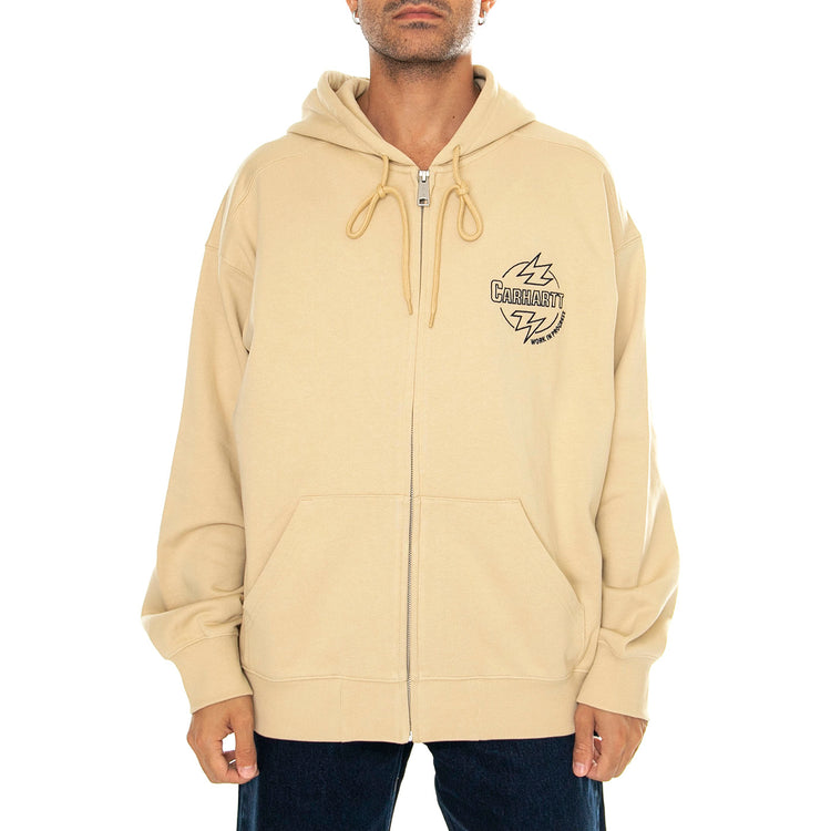 Hooded Ablaze Jacket Cornsilk / Air Force Blue - Felpa con Cappuccio e Zip Uomo Beige I033623.2ARXX . CARHARTT WIP 