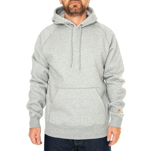 Hooded Chase Sweat Grey Heather / Gold - Felpa con Cappuccio Uomo Grigia I033661.00MXX . CARHARTT WIP 