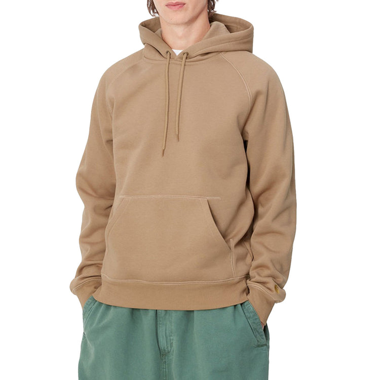 HOODED CHASE SWEAT PEANUT / GOLD PEANUT - Felpa con Cappuccio Uomo Marrone I033661.2GQXX . CARHARTT WIP 