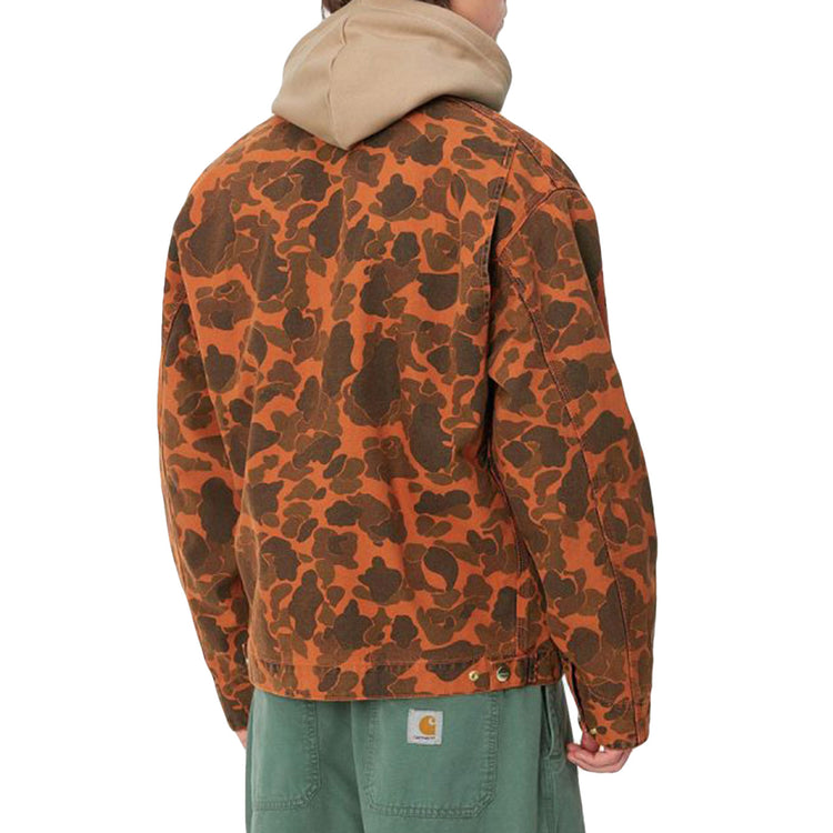 DUCK DETROIT JACKET CAMO DUCK, GREEN / TURMERIC GARMENT DYED - Giacca Uomo Multicolore I034281.2FAGD . CARHARTT WIP 