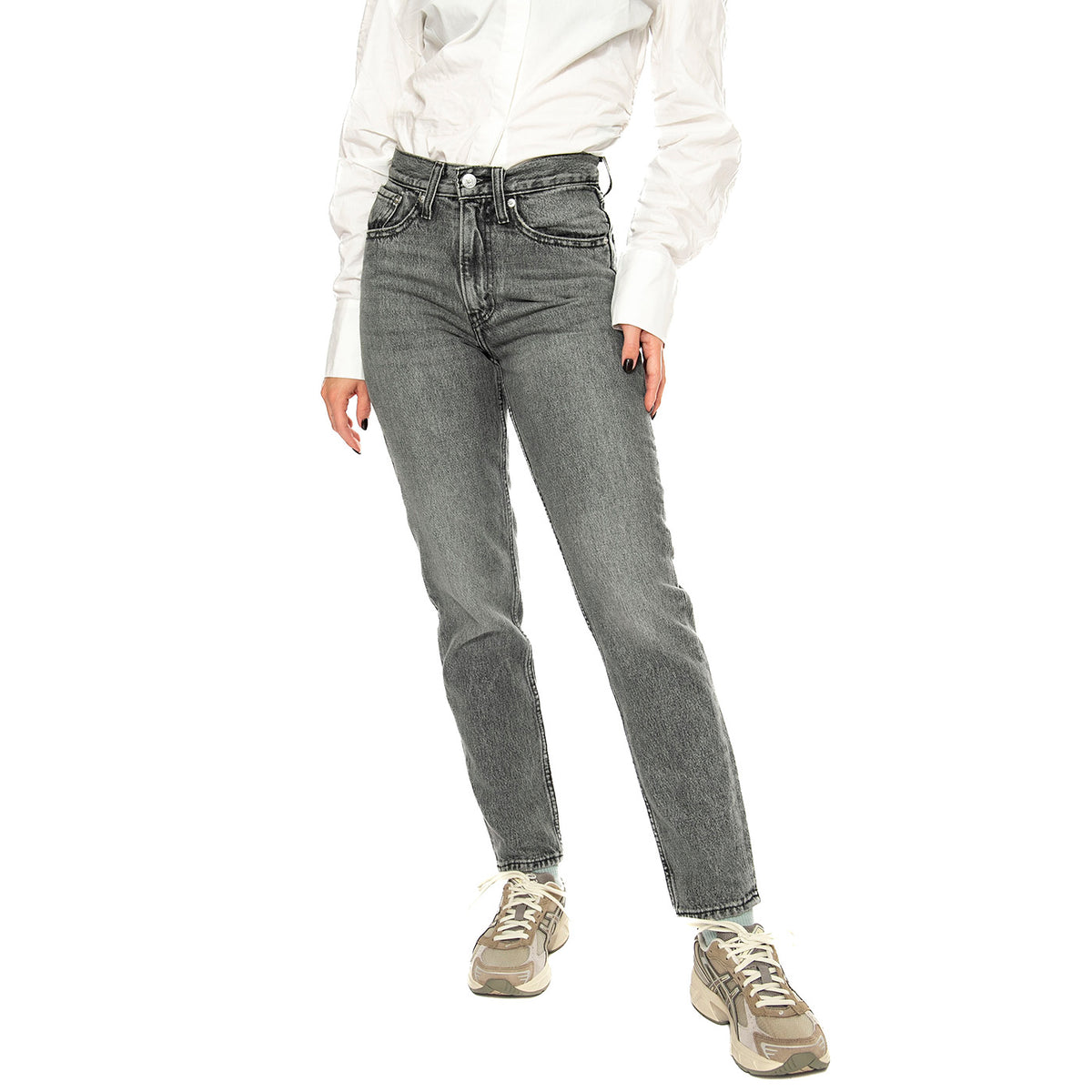 80s Mom Jean What Once Was Grey - Pantaloni Denim Jeans Donna Grigia A3506-0011 . LEVIS 
