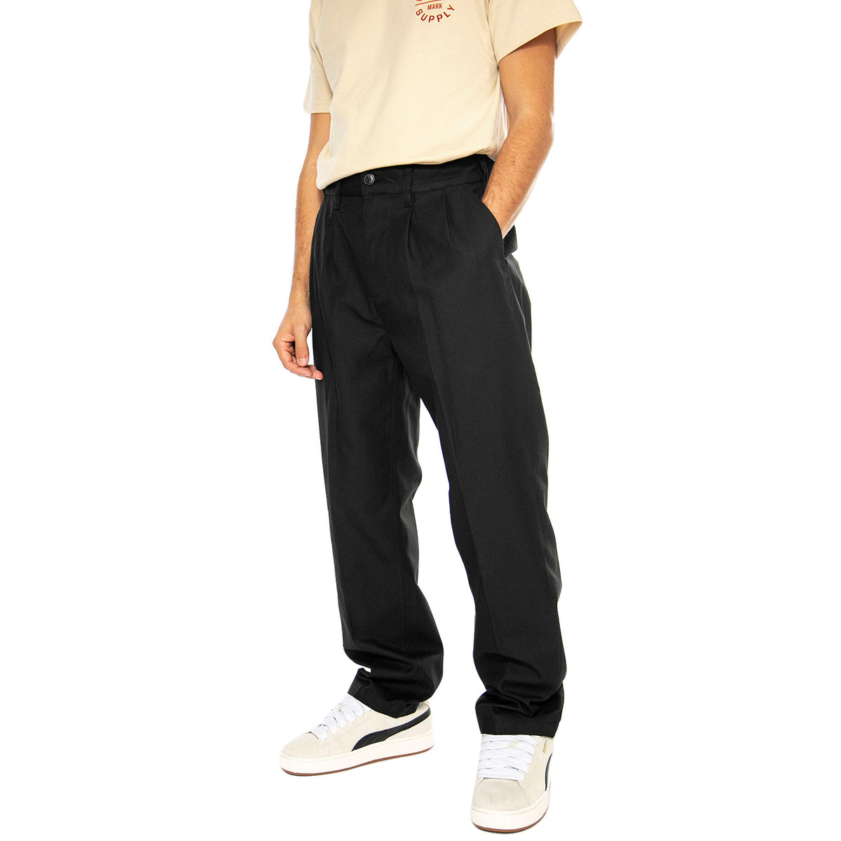 Fubar Pleated Pant Black - Pantaloni Uomo  Neri 142020241-BLACK . OBEY 