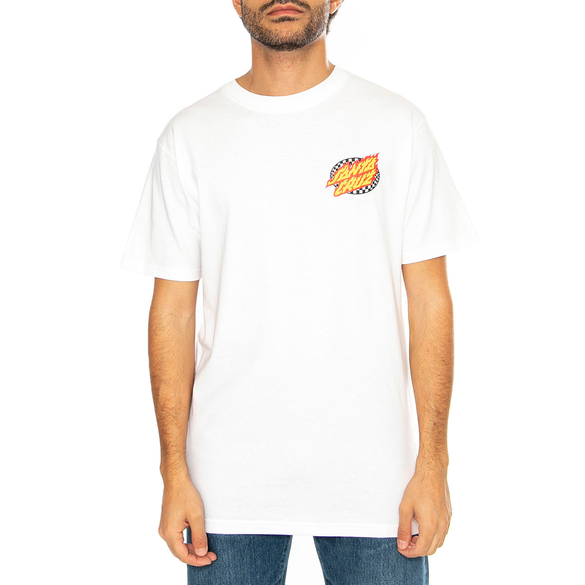 Goal Flame White - Maglietta Girocollo Uomo Bianca SCA-TEE-11380 . SANTA CRUZ 