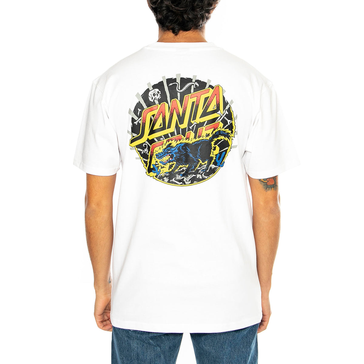 Kendall Wolf Dot White - Maglietta Girocollo Uomo Bianca SCA-TEE-11644 . SANTA CRUZ 