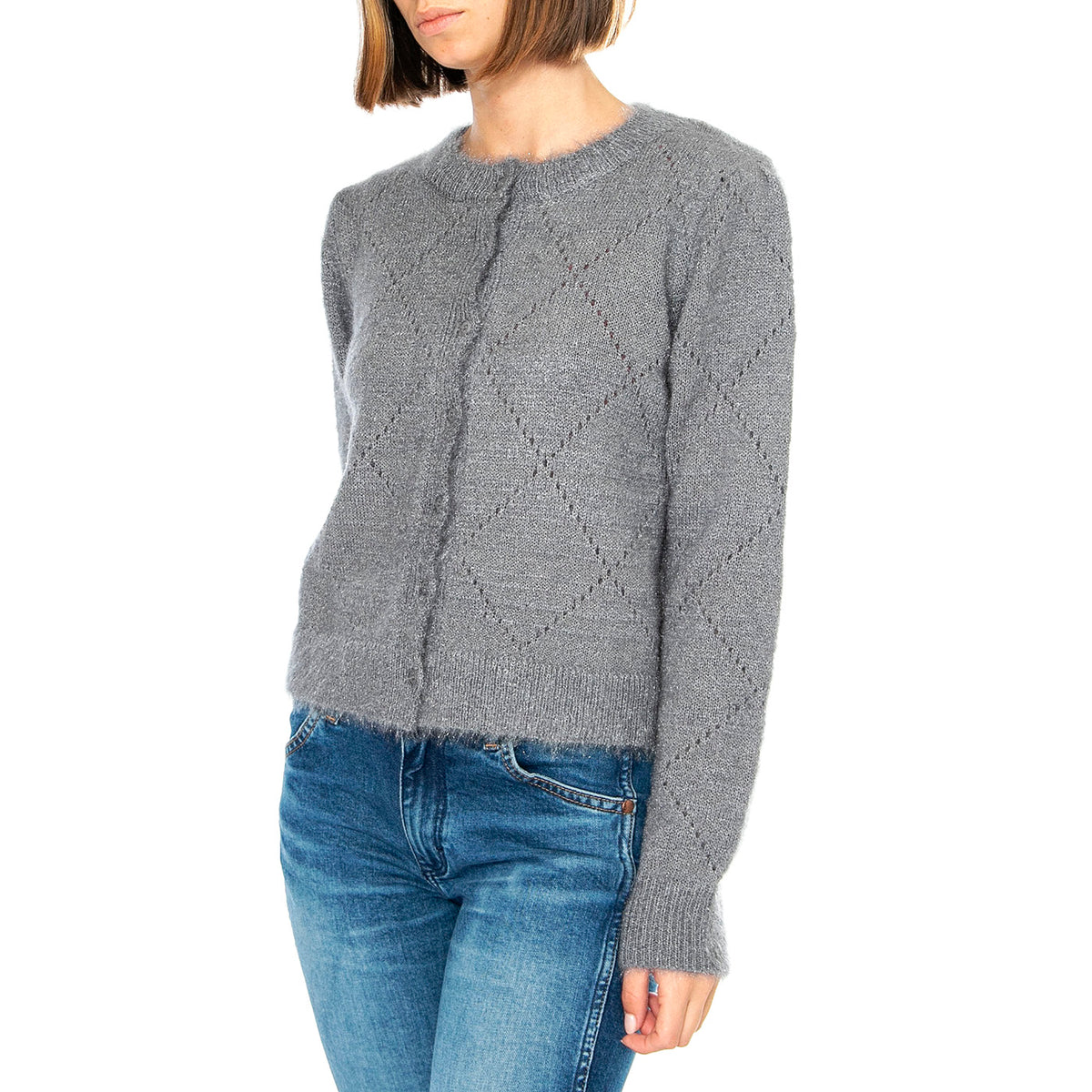 Cárdigan Punto Suave Gris - Cardigan Donna Grigio 43W/10720 . WILD PONY 