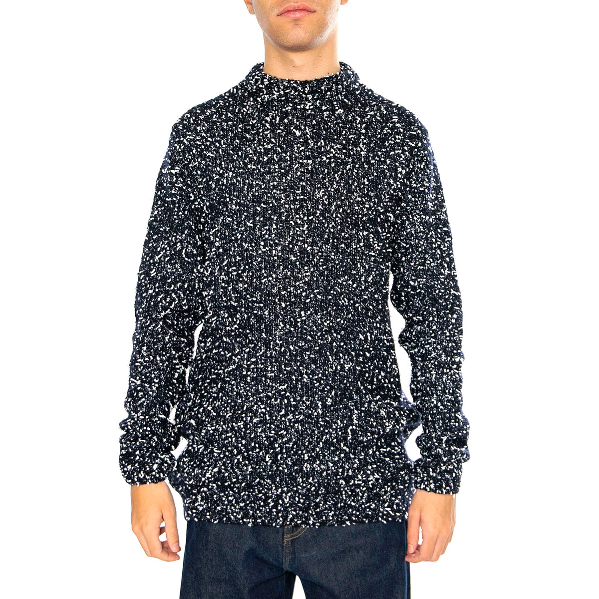 Two Tones Sweater Navy / Navy - Maglione Girocollo Uomo Blu 3085-NAVY . BRAVA FABRICS 