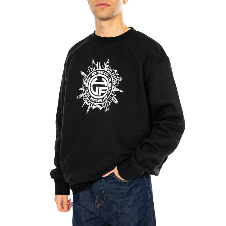 Internationally Known Crewneck Black - Felpa Girocollo Uomo Nera PF00600-BLACK . HUF 