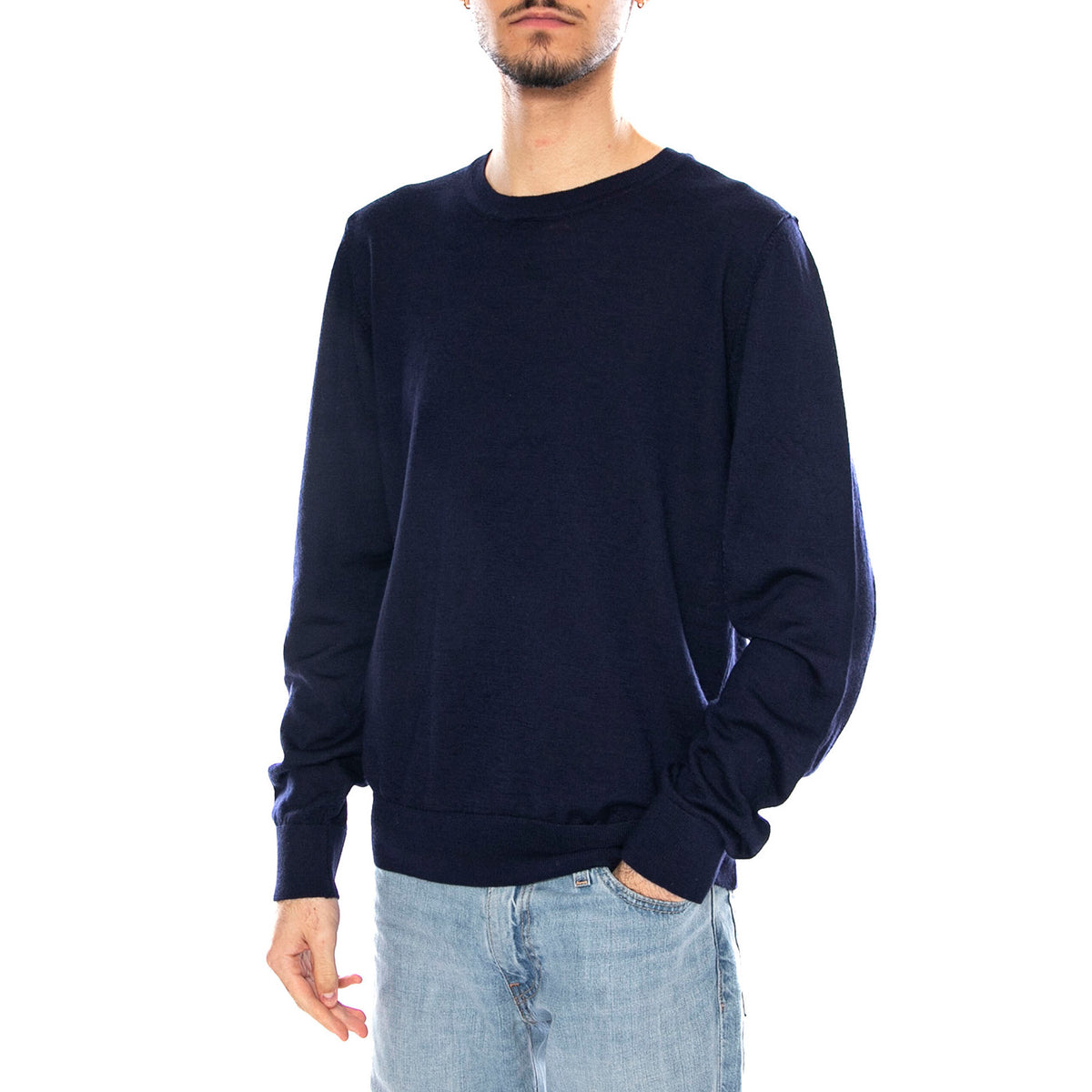 Extrafine Merino Wool Patches Knit -- Maglione Uomo Blu AA_A005_WO003_11 . AQUASCUTUM 
