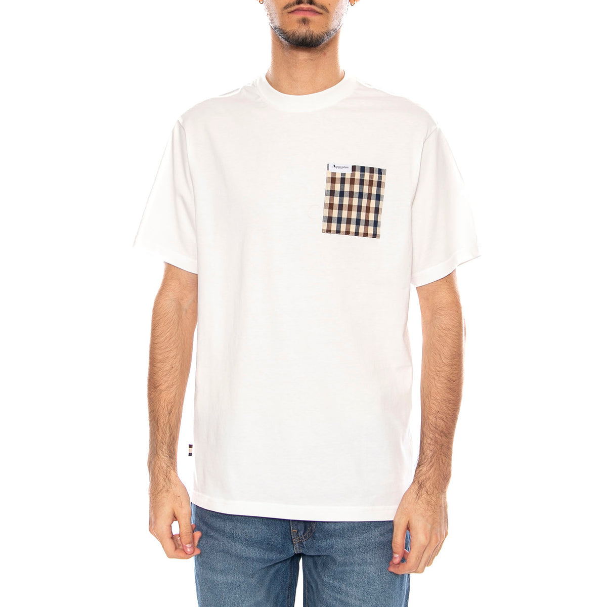 Iconic Pocket T-Shirt -- Maglietta Girocollo Uomo Old White AA_ICON_TS009_02 . AQUASCUTUM 