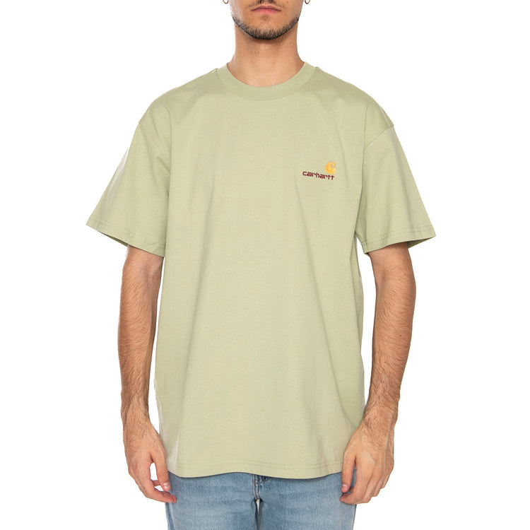 S/S American Script T-Shirt Pale Olive - Maglietta Girocollo Uomo Verde I029956.UVXX . CARHARTT WIP 