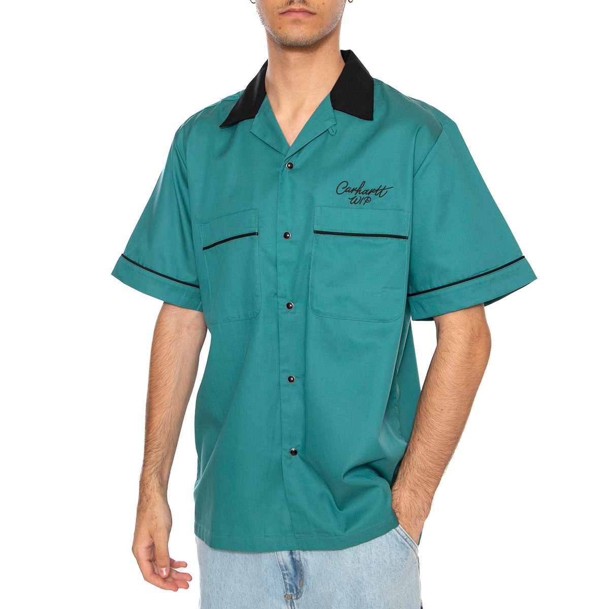 S/S Bowl Shirt Saguaro / Black - Camicia Maniche Corte Uomo Verde I035153.31VXX . CARHARTT WIP 
