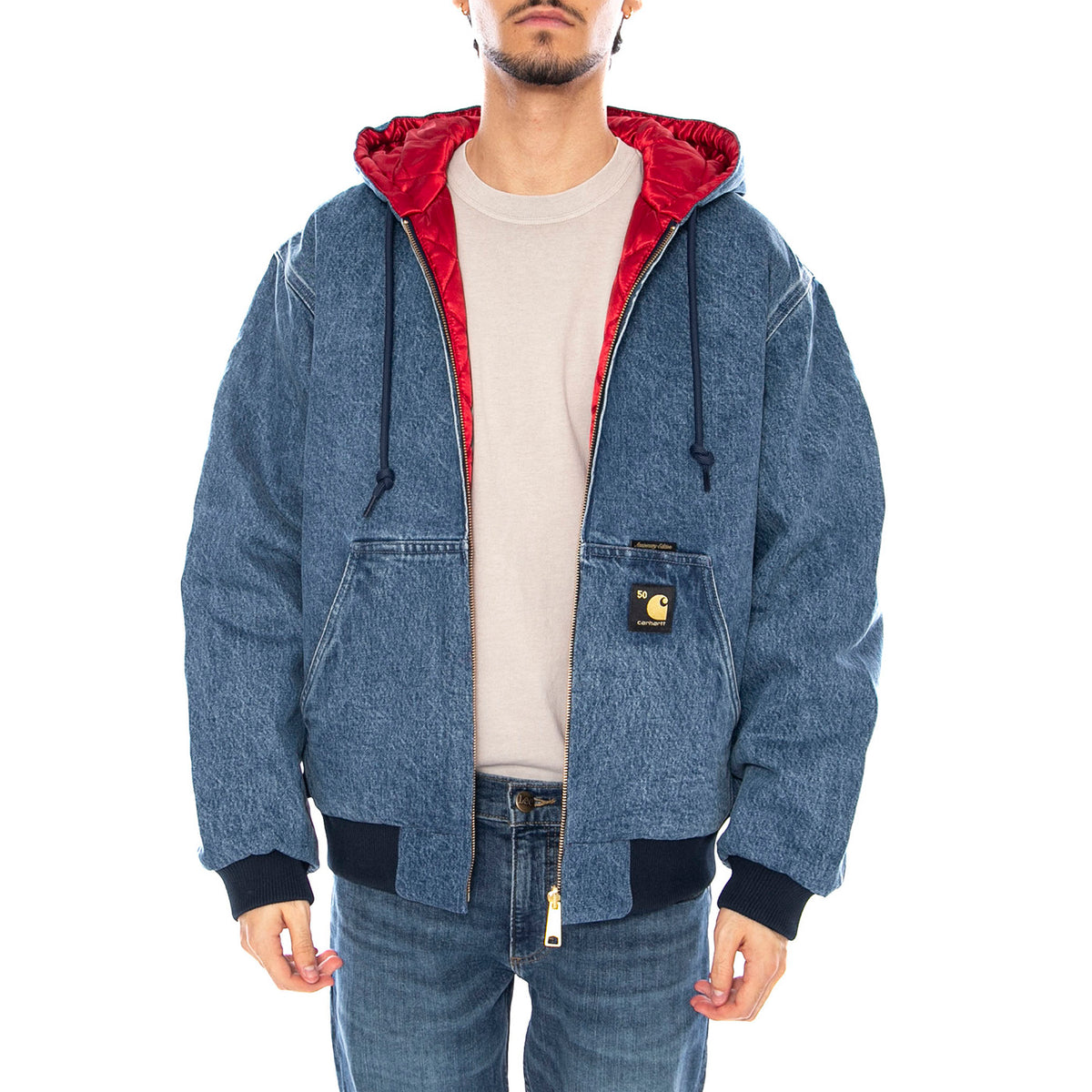 50 Years Anniversary OG Active Jacket Denim Blue / USA Red - Giacca Uomo Blu I035966.3FZ12 . CARHARTT WIP 