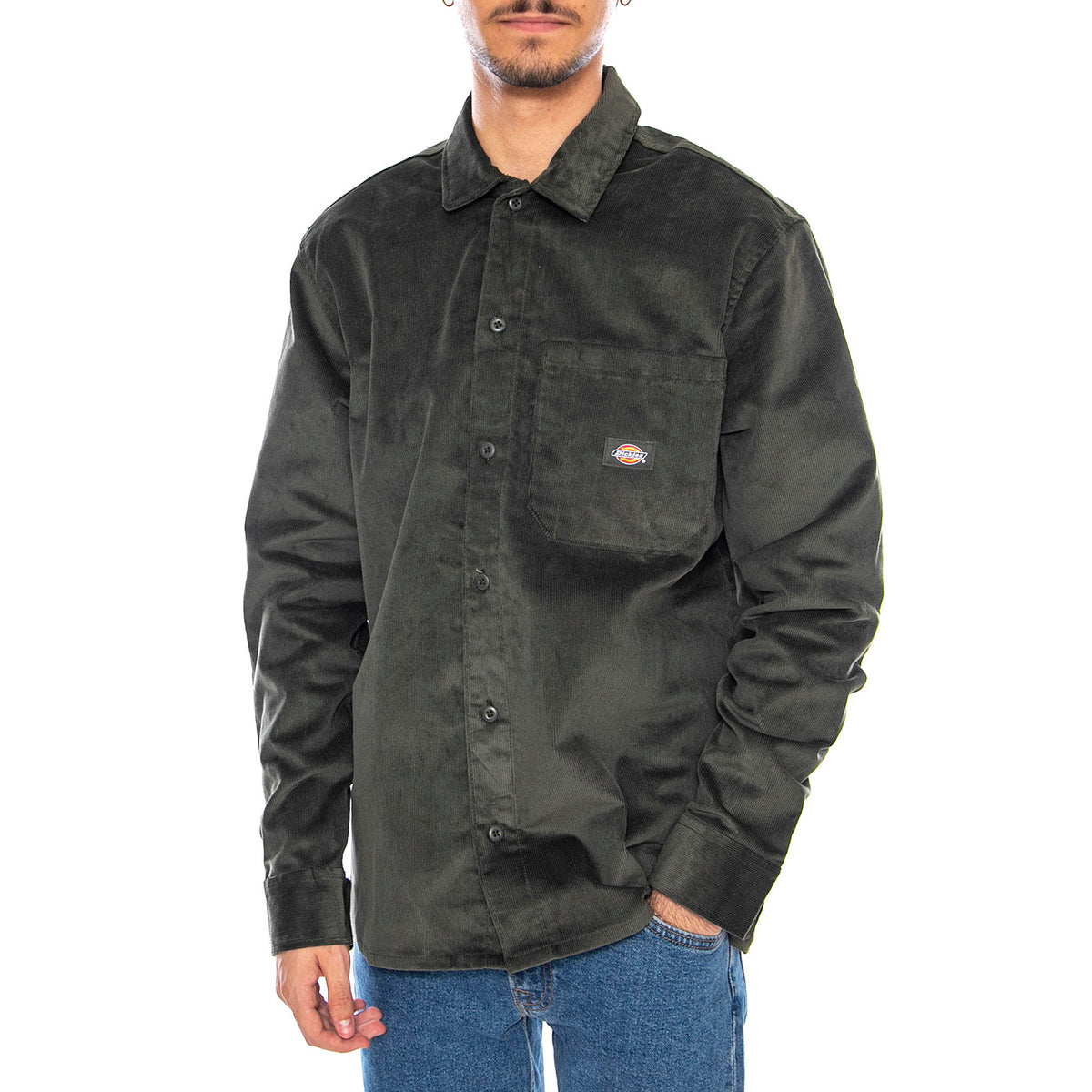 Corduroy Shirt LS Olive Green - Camicia in Velluto Verde Uomo DK0A8652OGX1 . DICKIES 