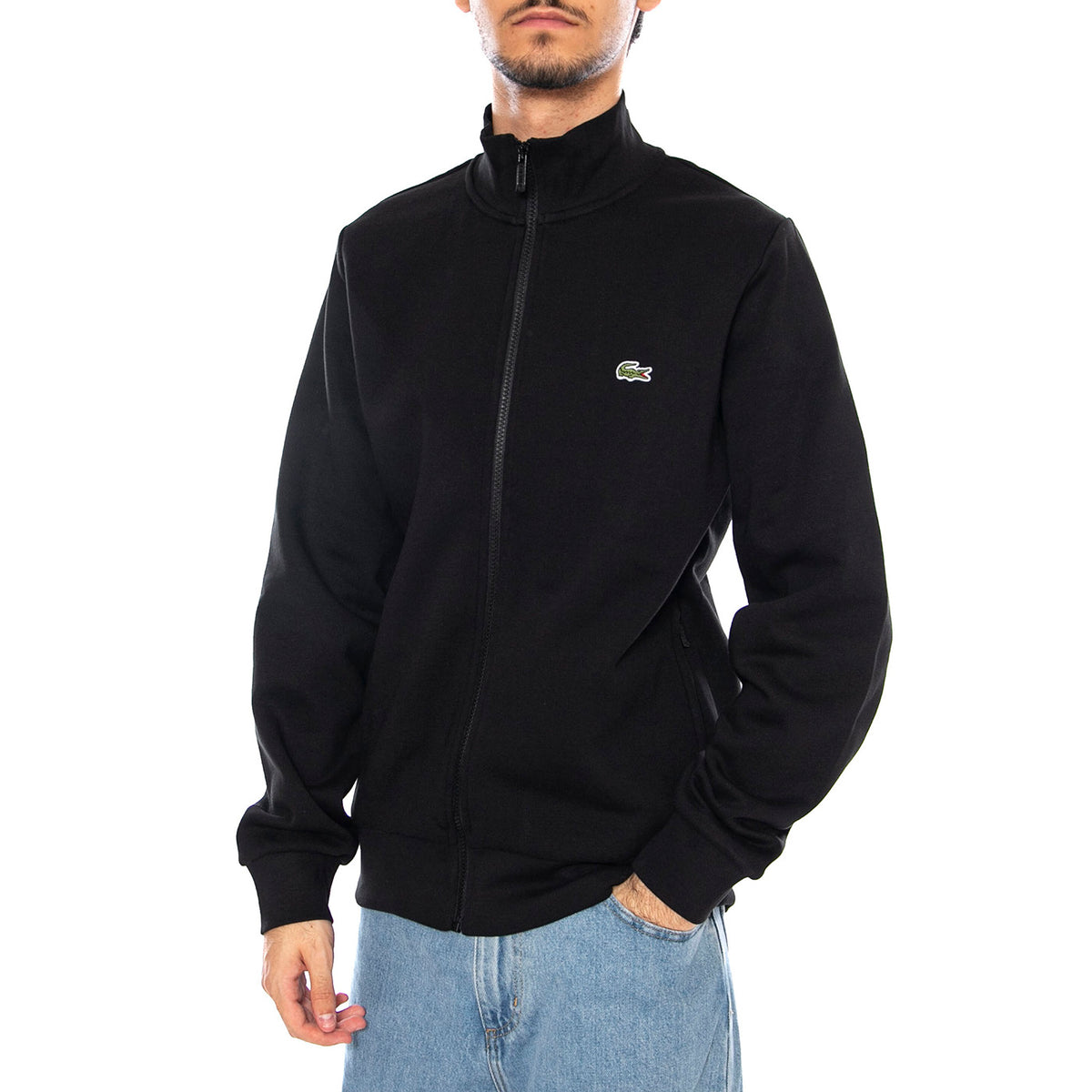 Sweatshirt 031 Turtle Neck Black - Maglia Collo Alto con Zip Uomo Nera SH9622-031 . LACOSTE 