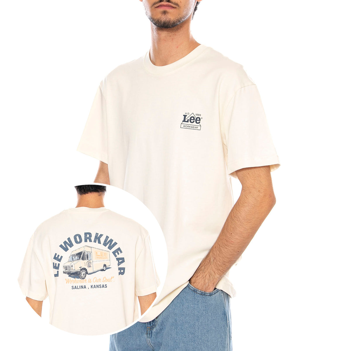 WW Graphic Tee Ecru - Maglietta Girocollo Uomo Panna 112370482 . LEE 